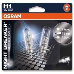 OSRAM лампочка H1 12V 55W P14.5s + 110% NIGHT BREAKER UNLIMITED 2 шт.